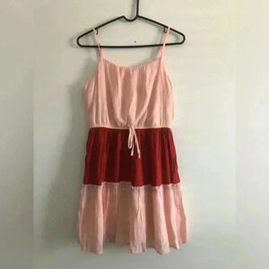 AUW Tiered Cami Spaghetti Strap,color block, crepe,lined,casual,dressy,summer